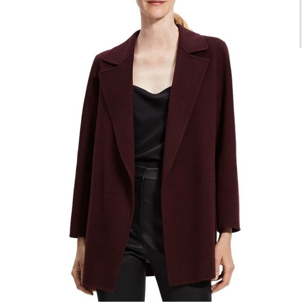 Theory Clairene double-faced wool coat in Merlot XL NWT